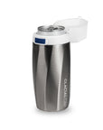 a can sitting in the Skinny Arctic 12 oz Slim Can Cooler in brushed silver